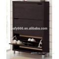 Modern Dark Brown 3 Door Triple Shoe Cabinet Cappuccino